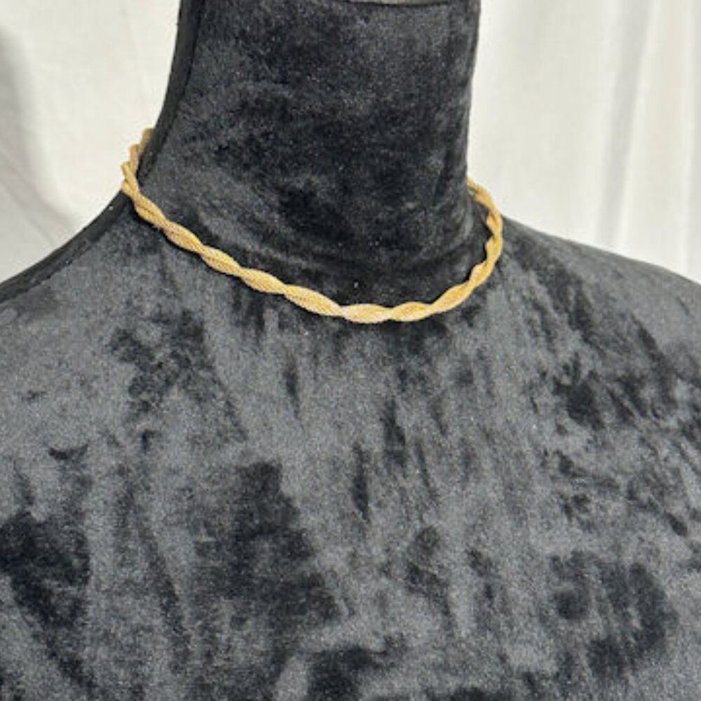 Gold Twisted Rope Necklace - 8 inch Choker